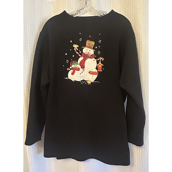 Quacker Factory Sweaters - Womens Ugly Christmas Sweater Vintage Black The Quacker Factory Snowman Size 1X